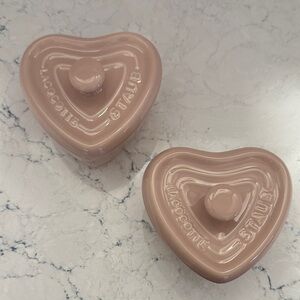 Staub Heart-Shaped pink mini cocottes